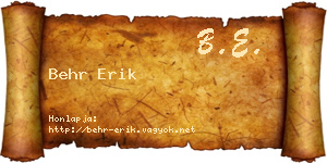 Behr Erik névjegykártya